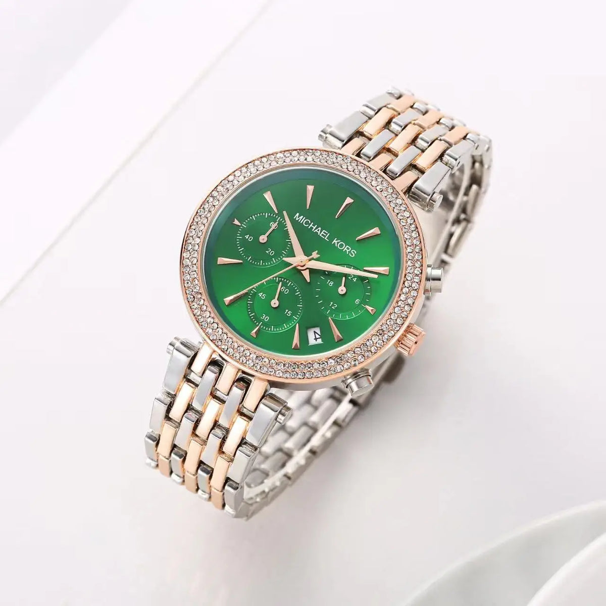 Michael Kor s Darci Chronograph Rose Two Tone Green 