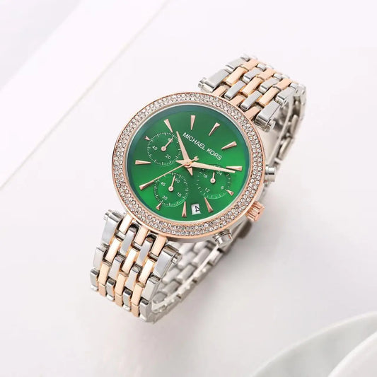 Michael Kor s Darci Chronograph Rose Two Tone Green 